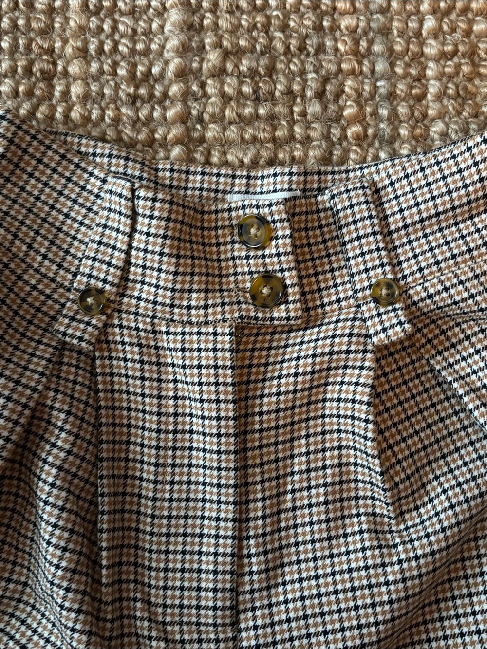 High-Waist Wide Leg Check Pants
